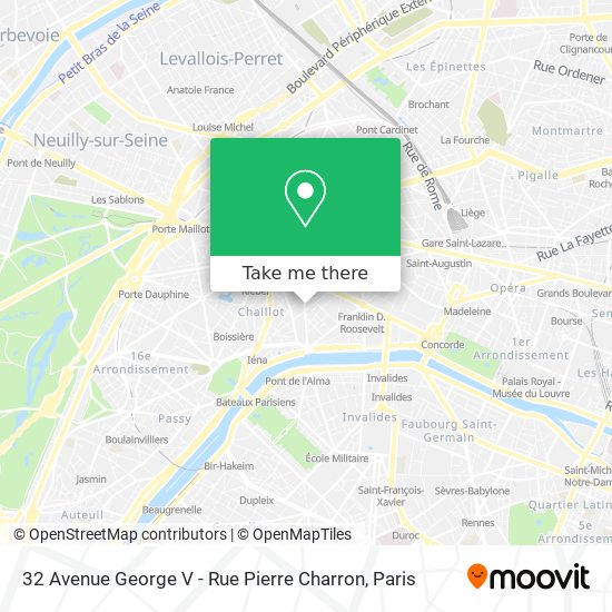 Mapa 32 Avenue George V - Rue Pierre Charron