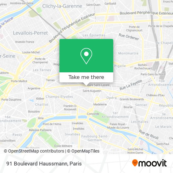 Mapa 91 Boulevard Haussmann