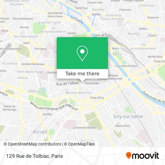 Mapa 129 Rue de Tolbiac