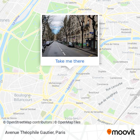 Mapa Avenue Théophile Gautier
