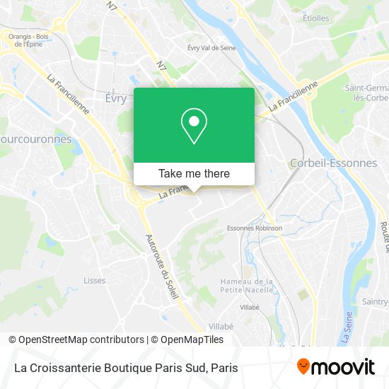 Mapa La Croissanterie Boutique Paris Sud