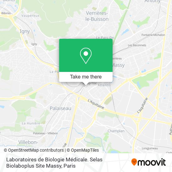 Mapa Laboratoires de Biologie Médicale. Selas Biolaboplus Site Massy