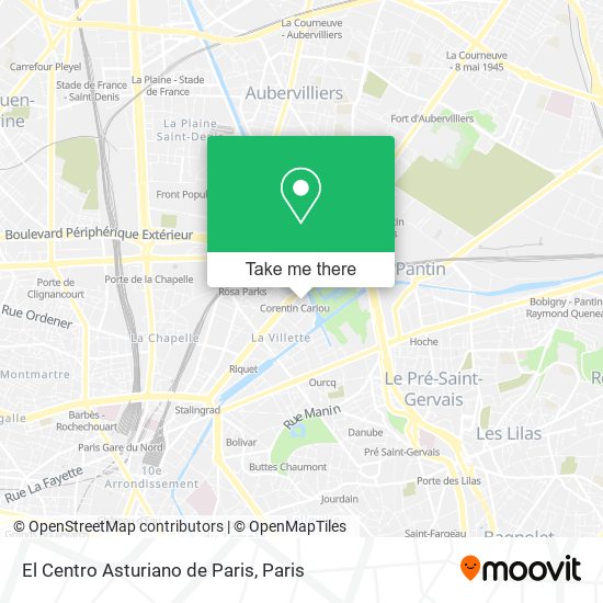 Mapa El Centro Asturiano de Paris