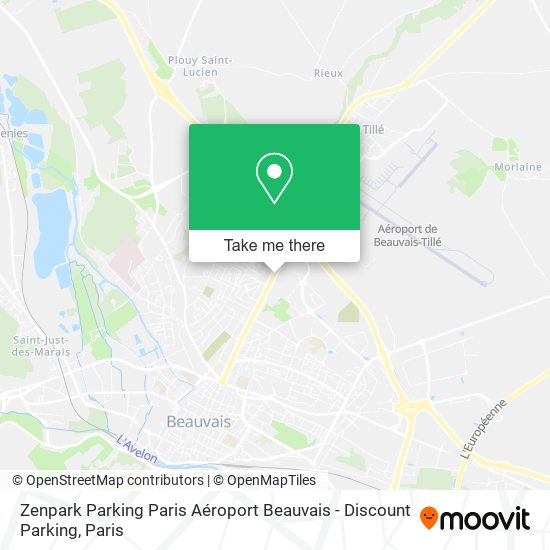 Mapa Zenpark Parking Paris Aéroport Beauvais - Discount Parking