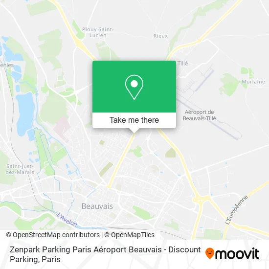 Zenpark Parking Paris Aéroport Beauvais - Discount Parking map