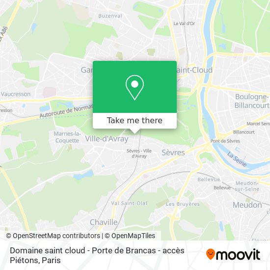 Mapa Domaine saint cloud - Porte de Brancas - accès Piétons