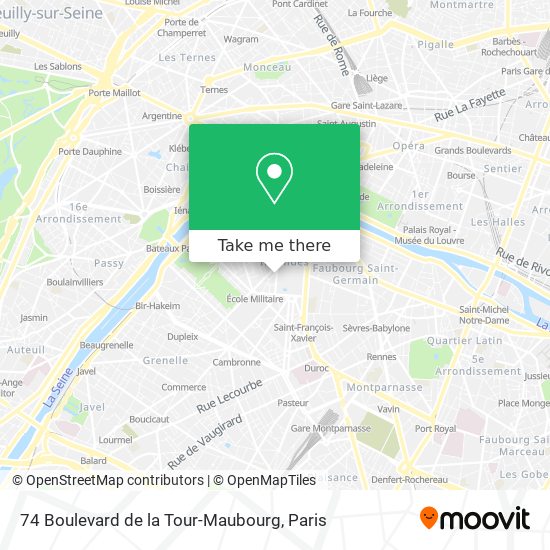 Mapa 74 Boulevard de la Tour-Maubourg