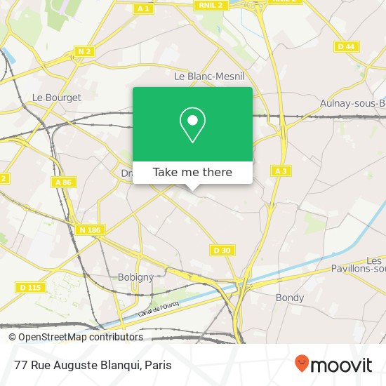 Mapa 77 Rue Auguste Blanqui