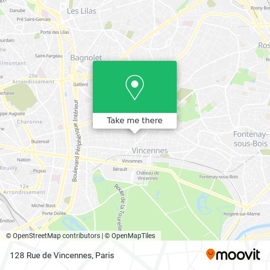 Mapa 128 Rue de Vincennes