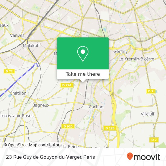 Mapa 23 Rue Guy de Gouyon-du-Verger