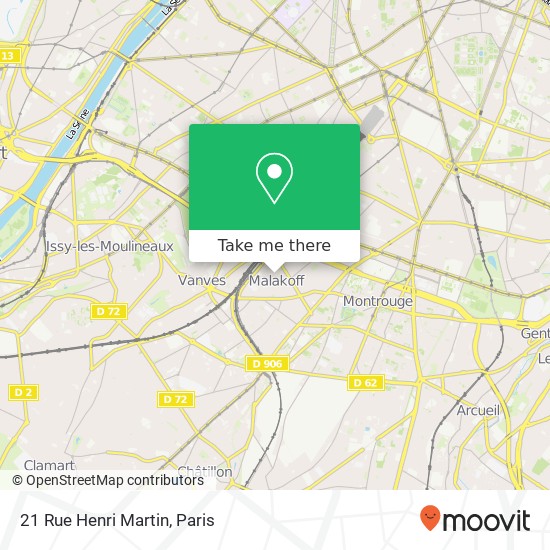 Mapa 21 Rue Henri Martin