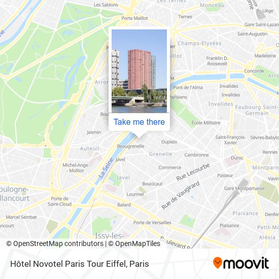 Mapa Hôtel Novotel Paris Tour Eiffel