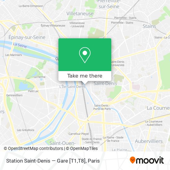 Mapa Station Saint-Denis — Gare [T1,T8]