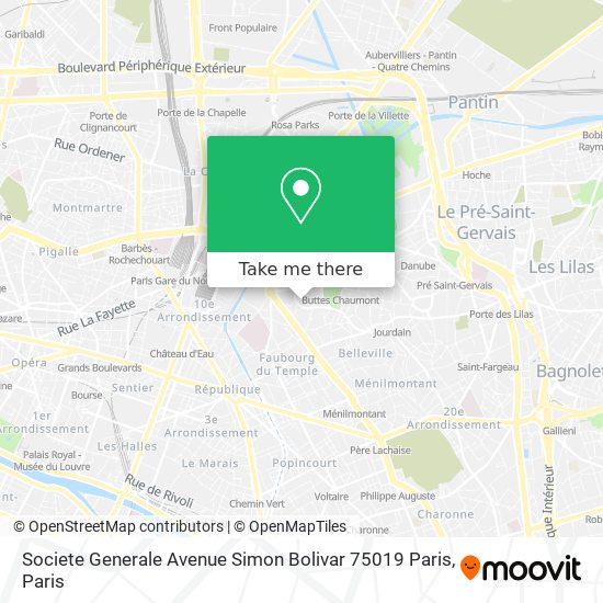 Societe Generale Avenue Simon Bolivar 75019 Paris map