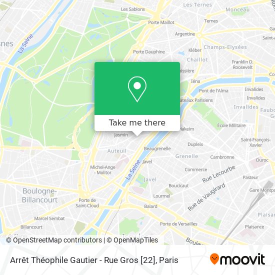 Mapa Arrêt Théophile Gautier - Rue Gros [22]