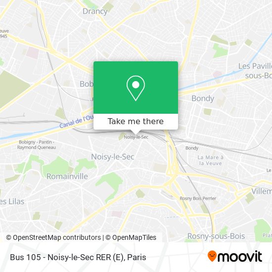 Bus 105 - Noisy-le-Sec RER map