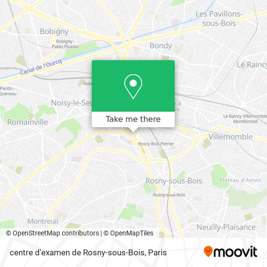 Mapa centre d'examen de Rosny-sous-Bois