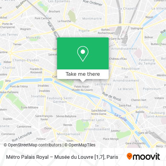 Mapa Métro Palais Royal – Musée du Louvre [1,7]