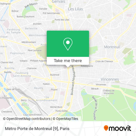 Métro Porte de Montreuil [9] map