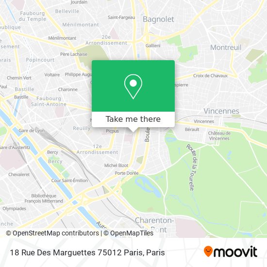 Mapa 18 Rue Des Marguettes 75012 Paris