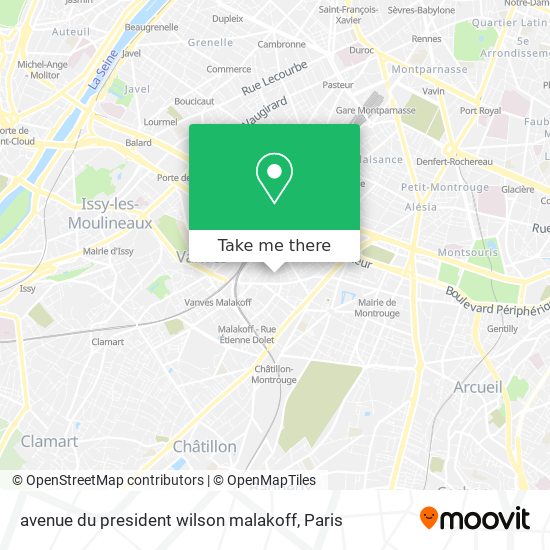 avenue du president wilson malakoff map