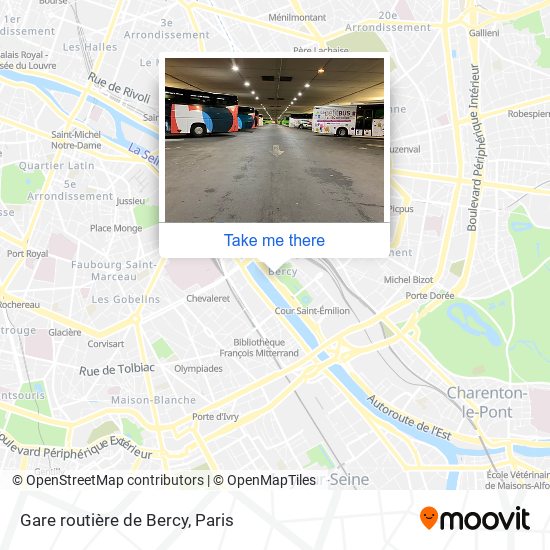 Mapa Gare routière de Bercy