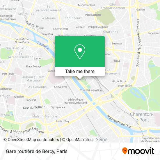 Gare routière de Bercy map