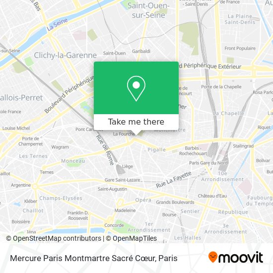 Mapa Mercure Paris Montmartre Sacré Cœur