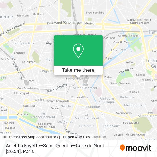 Mapa Arrêt La Fayette–Saint-Quentin—Gare du Nord [26,54]