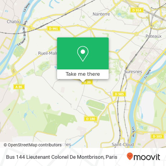 Mapa Bus 144 Lieutenant Colonel De Montbrison