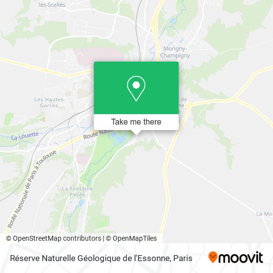 Mapa Réserve Naturelle Géologique de l'Essonne