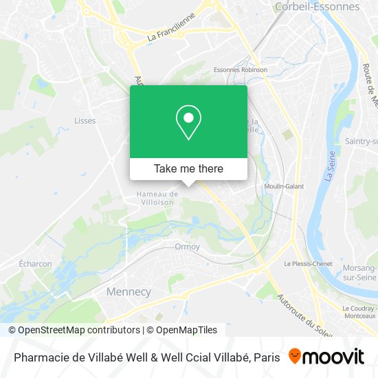 Mapa Pharmacie de Villabé Well & Well Ccial Villabé
