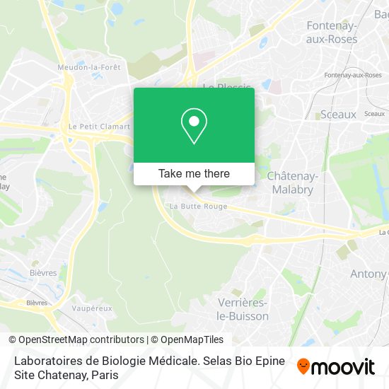 Mapa Laboratoires de Biologie Médicale. Selas Bio Epine Site Chatenay
