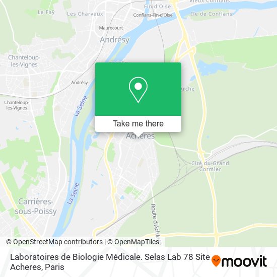 Mapa Laboratoires de Biologie Médicale. Selas Lab 78 Site Acheres