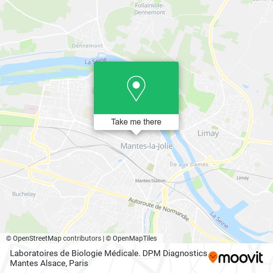 Mapa Laboratoires de Biologie Médicale. DPM Diagnostics Mantes Alsace