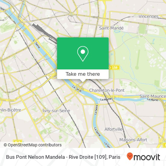 Bus Pont Nelson Mandela - Rive Droite [109] map