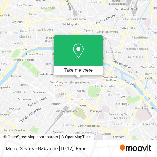 Métro Sèvres—Babylone [10,12] map