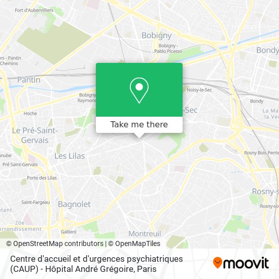 Centre d'accueil et d'urgences psychiatriques (CAUP) - Hôpital André Grégoire map