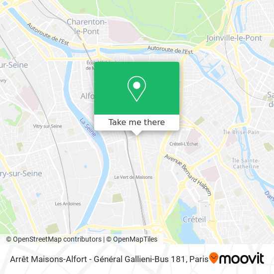 Mapa Arrêt Maisons-Alfort - Général Gallieni-Bus 181