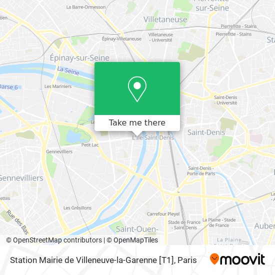 Station Mairie de Villeneuve-la-Garenne [T1] map