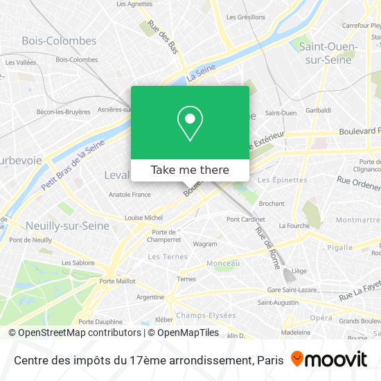 Centre des impôts du 17ème arrondissement map