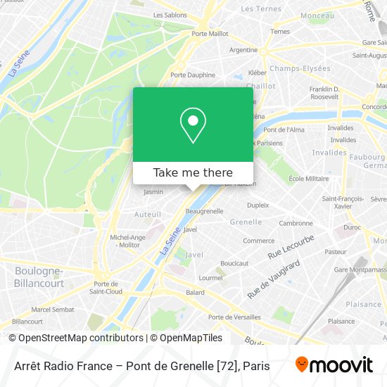 Arrêt Radio France – Pont de Grenelle [72] map
