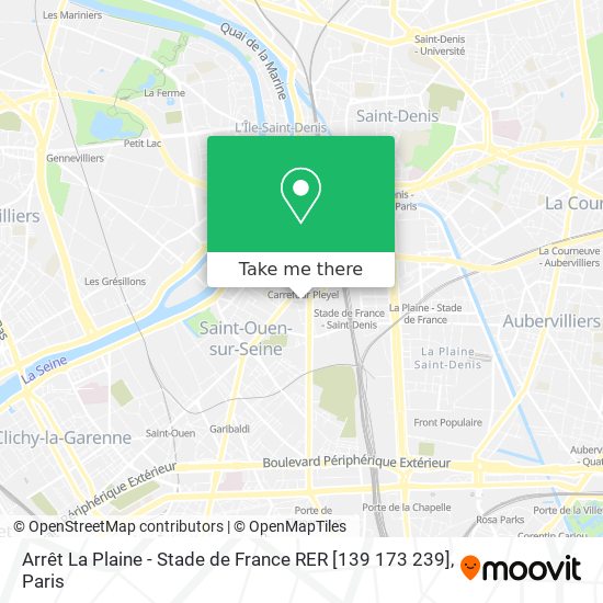 Mapa Arrêt La Plaine - Stade de France RER [139 173 239]
