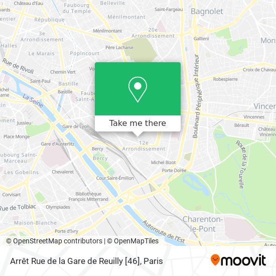 Mapa Arrêt Rue de la Gare de Reuilly [46]