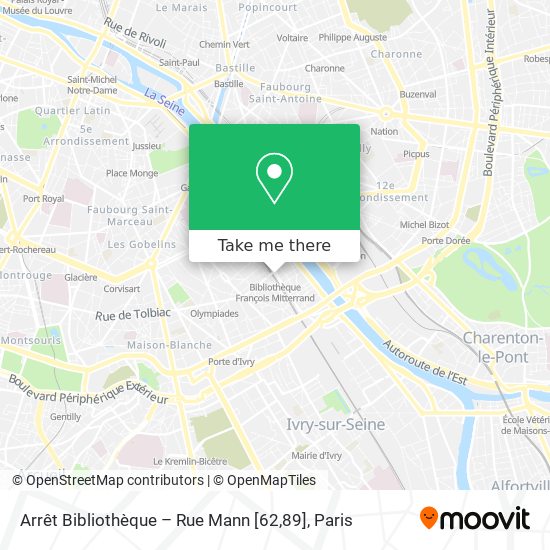 Arrêt Bibliothèque – Rue Mann [62,89] map
