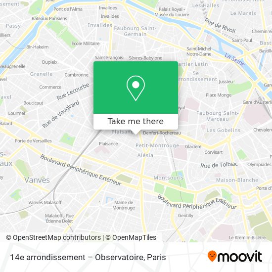 Mapa 14e arrondissement – Observatoire