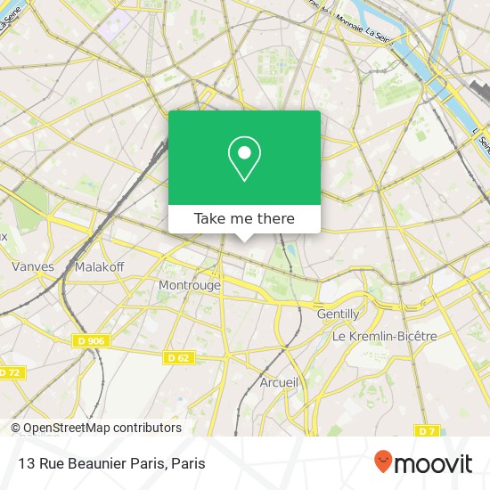 Mapa 13 Rue Beaunier Paris