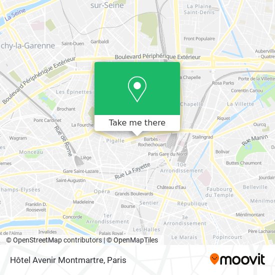 Hôtel Avenir Montmartre map