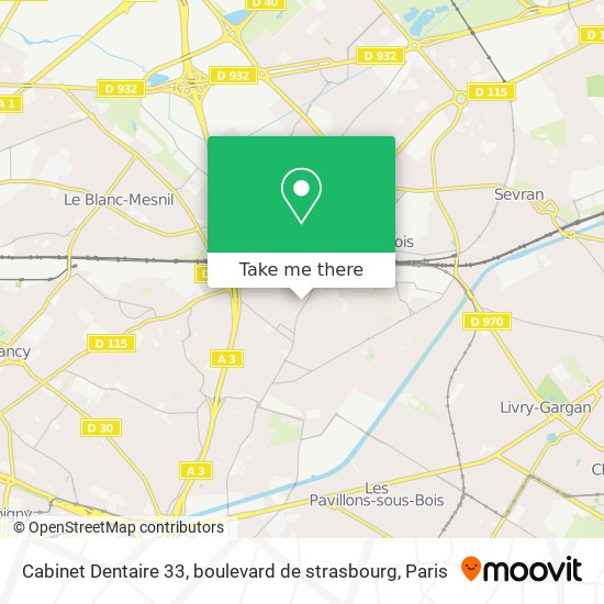 Mapa Cabinet Dentaire 33, boulevard de strasbourg