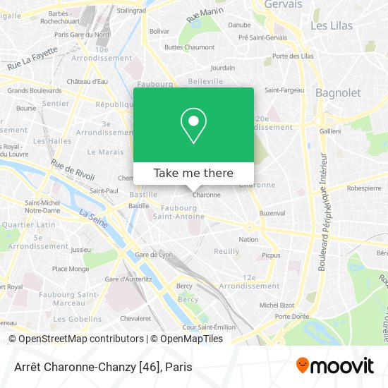 Mapa Arrêt Charonne-Chanzy [46]